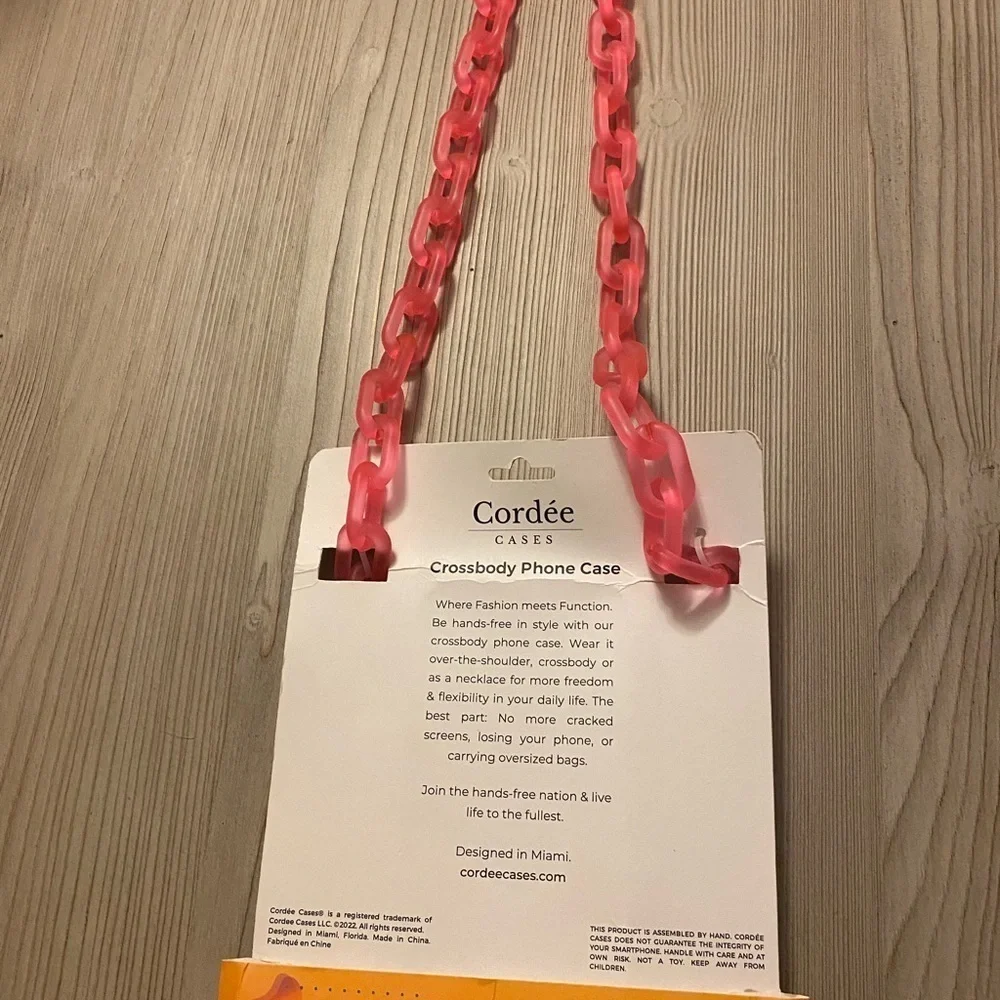 Cordée Crossbody IPHONE Case Icy Pink Chain iPhone Case & Lanyard Set NIP $65
